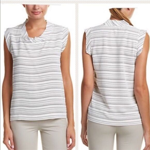 Cabi Striped Madeline Blouse Top 236 White Career Sleeveless Women Size Small - Picture 6 of 9